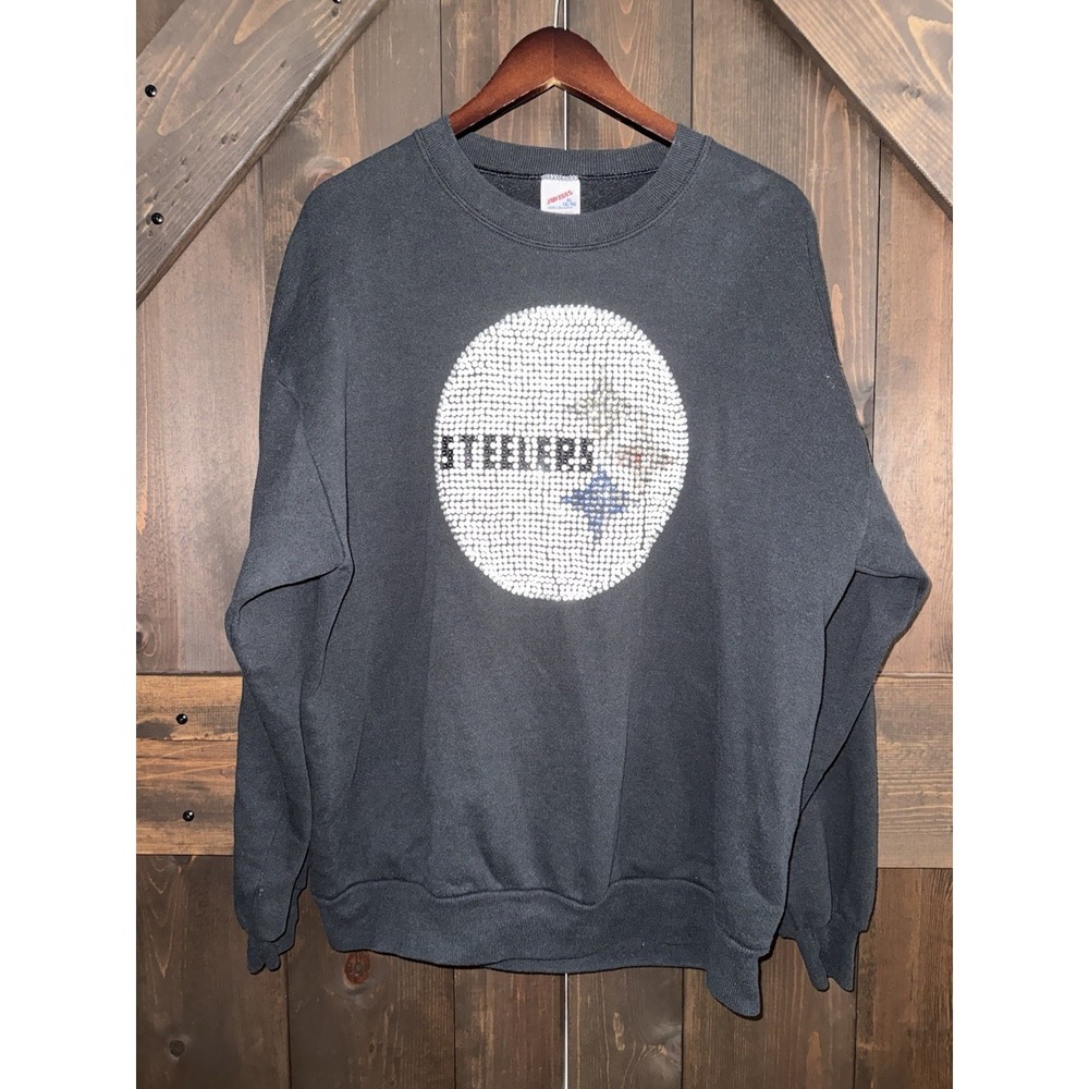 VTG Jerzees Pittsburgh Steelers Unisex XL Bling Crewneck Sweatshirt USA Sequin